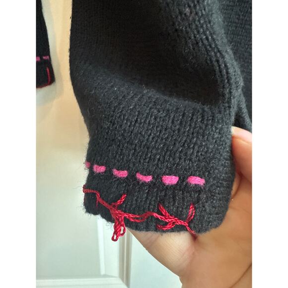 Quaker Factory Black Sweater with Embroidered Christmas Tree Novelty Detail - Picture 5 of 10